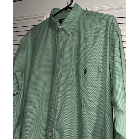 Ralph Lauren Other - Ralph Lauren Golf Men’s Tildan 100% Cotton Green Gingham Button Down Shirt Sz L